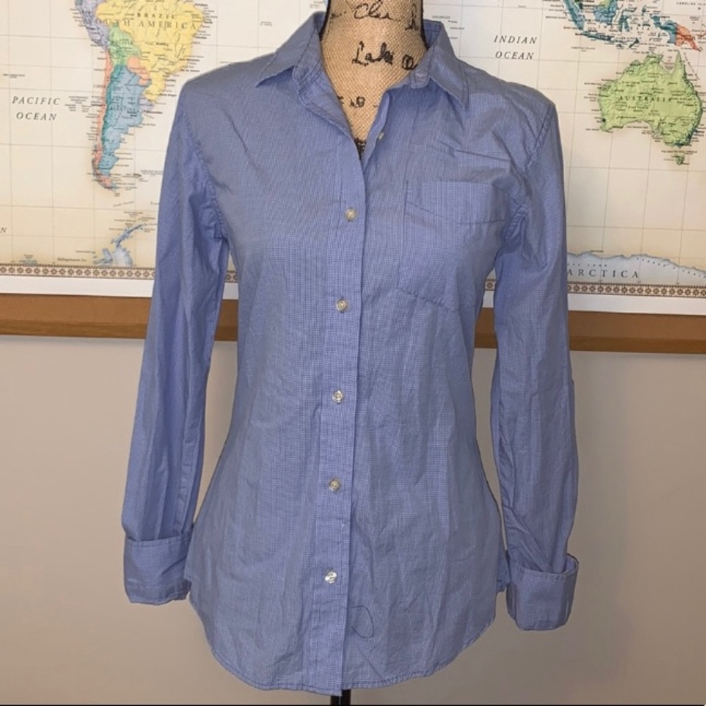 Jachs Girlfriend Blue and White Grid Button Down Shirt